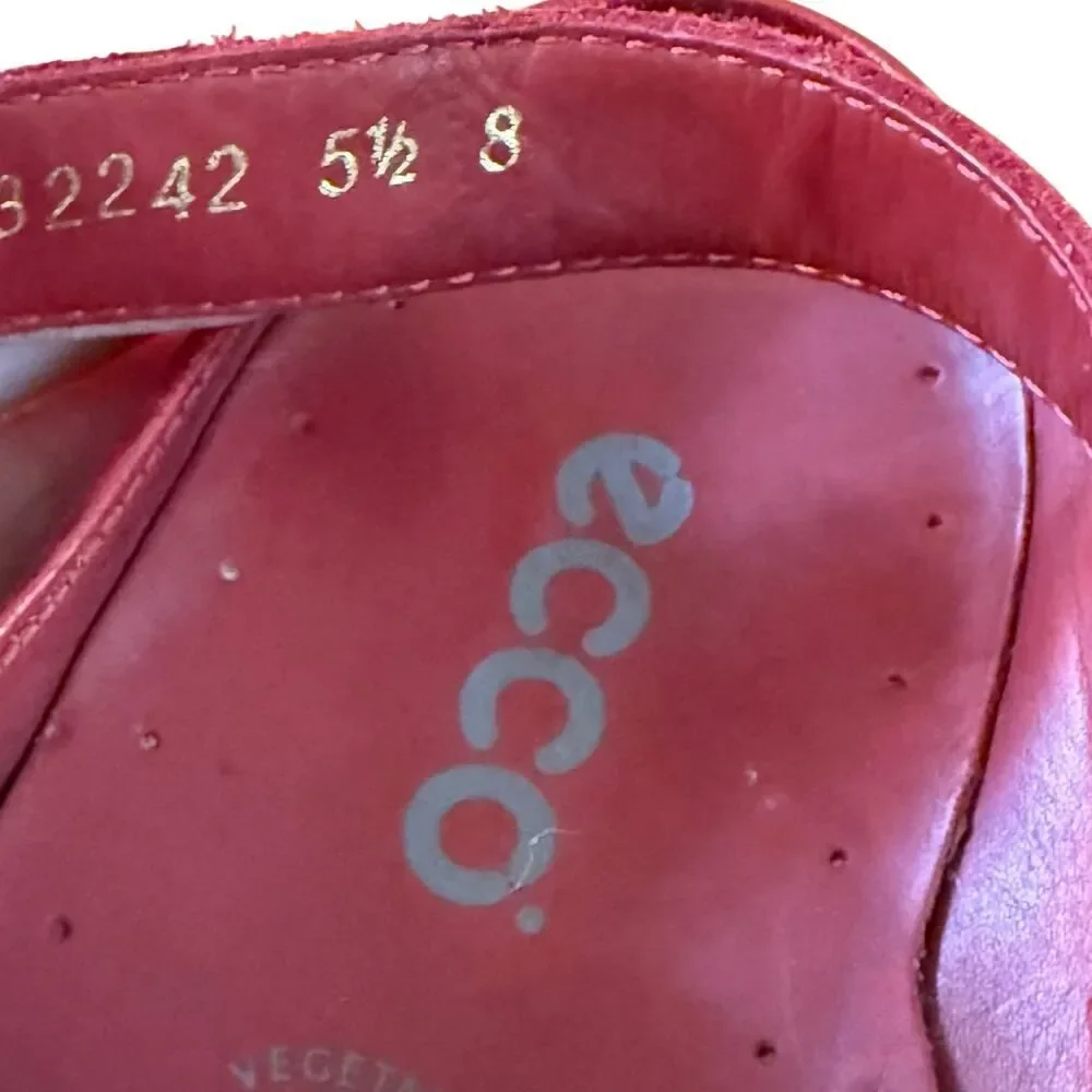 Ecco Men’s/Unisex Red Leather Clogs with Heel Strap Size 5.5 Men’s/8 Women’s